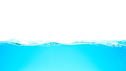 blue water waves with with bubbles on a white background