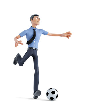 Businessman playing soccer.Business concept. Isolated, contains clipping path