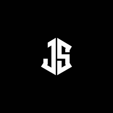 js logo monogram with shield shape design template