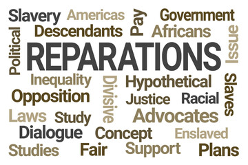 Brown Reparations Word Cloud on White Background - 356564894