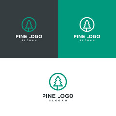 Modern pine logo illustration. natural, nature, health, outdoor, Premium Vector