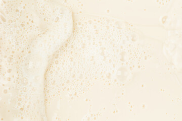 Soy milk bubble foam texture top view food drink homemade