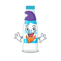 An adorable cartoon design of bottle of milk as an Elf fairytale character