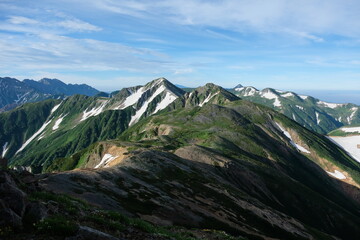 北アルプスの絶景トレイル。日本の雄大な自然。百名山。Amazing trekking area in Japanese North Alps.