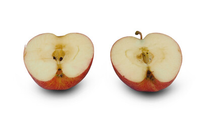 Naklejka na ściany i meble 2 halved apples isolated on a white background with clipping path.