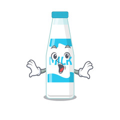 Bottle of milk mascot design concept having a surprised gesture