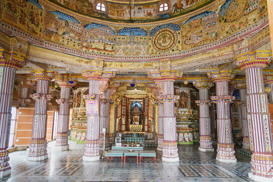 Interior of Jain Bhandasar Temple or Laxmi Nath Temple in Bikaner. India