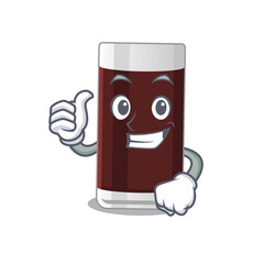 Glass of chocolate cartoon character design showing OK finger