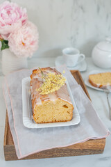 sweet home made elderflower sponge cake