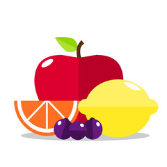 Healthy food. Fruits logo flat design