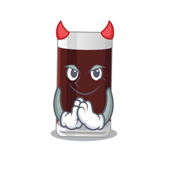 Glass of chocolate clothed as devil cartoon character design concept