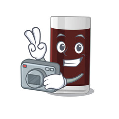 a professional photographer glass of chocolate cartoon picture working with camera
