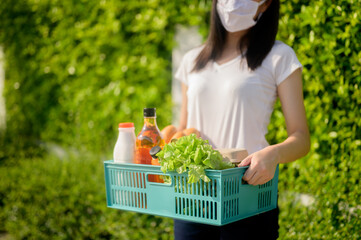 Food delivery when Lock down and Self-quarantine at home. New normal and life after COVID in...