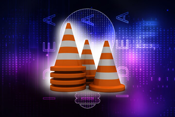 3d rendering traffic cone construction 