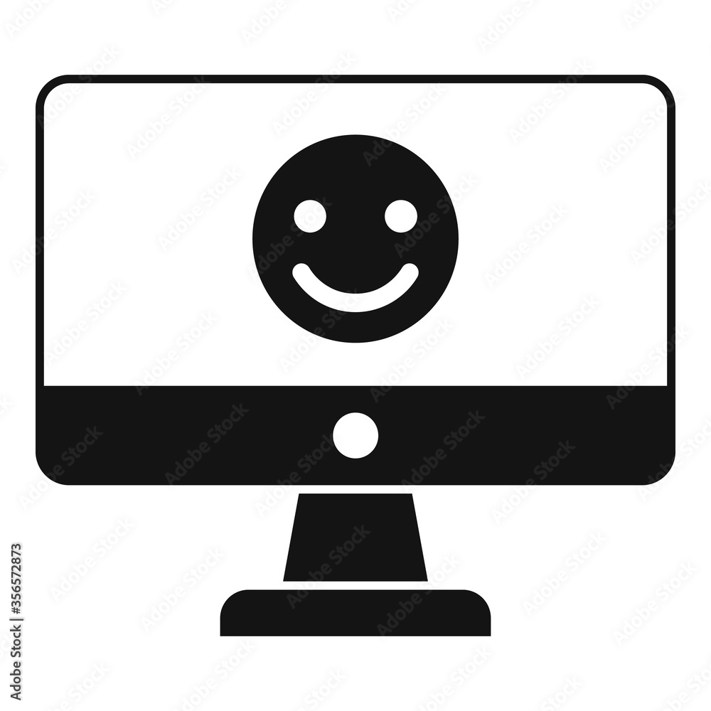 Poster smiling emoji monitor icon. simple illustration of smiling emoji monitor vector icon for web design 