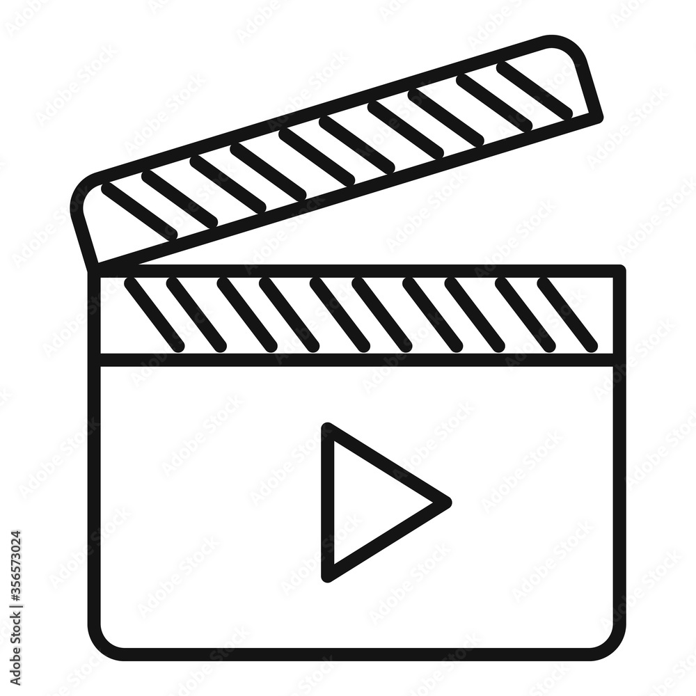 Poster video clapper icon. outline video clapper vector icon for web design isolated on white background