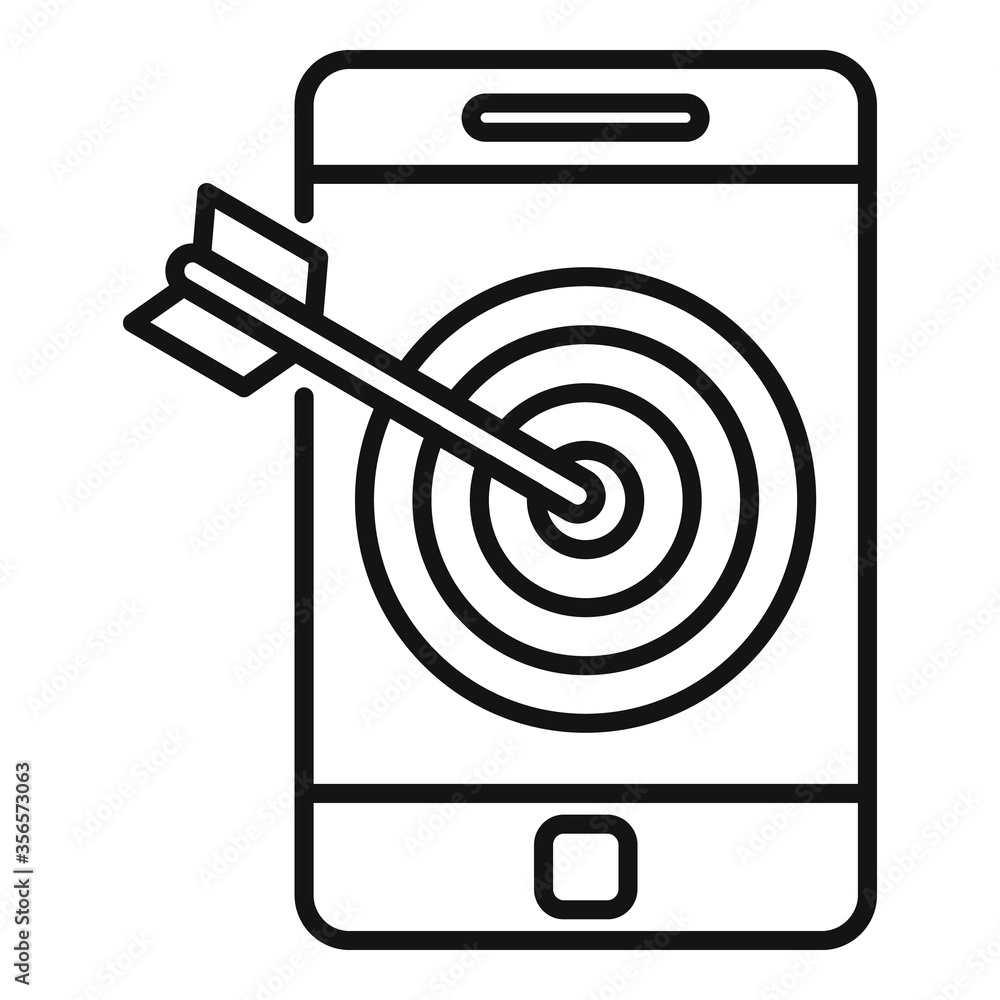 Poster smartphone target content icon. outline smartphone target content vector icon for web design isolate