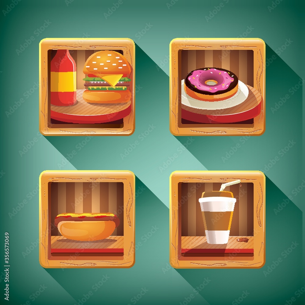 Canvas Prints food and beverage icon set