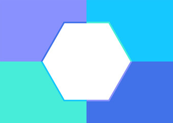hexagon white space on purple blue color for banner, hexagon shape white template on pastel soft color for copy space, empty white on pastel square frame, background multicolored for advertising