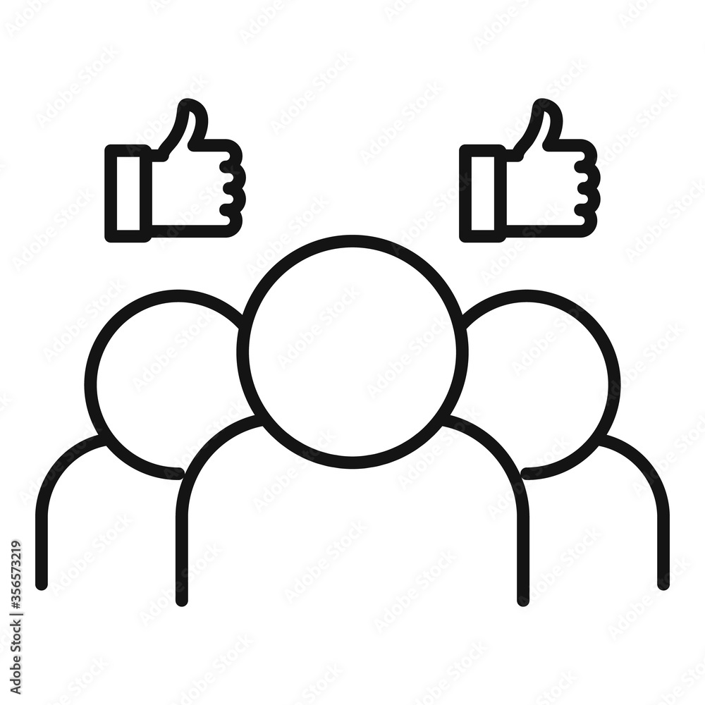 Poster group engaging content icon. outline group engaging content vector icon for web design isolated on w
