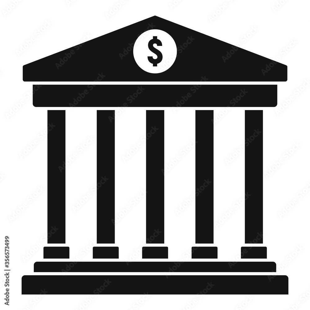 Poster bank building icon. simple illustration of bank building vector icon for web design isolated on whit