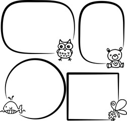 vector drawing cartoon border set