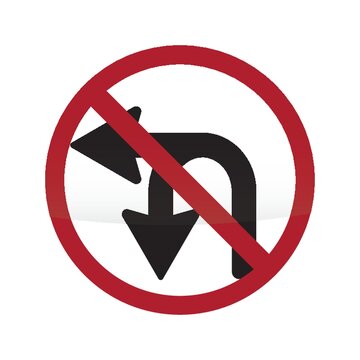 No U-turn Or Left Turn Sign