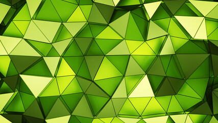Green space with triangular polygons 3D rendering illustration