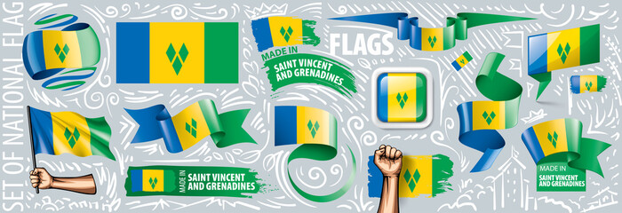 Vector set of the national flag of Saint Vincent and the Grenadines