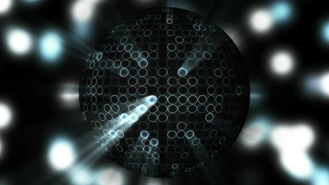 Disco Ball. This stock motion graphics video shows multi-colored disco balls rotating in a seamless loop.