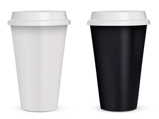 Template of two coffee to go plastic cups