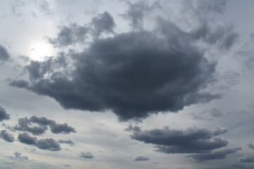 Obraz premium cloudscape, isolated dark cloud island in sea sky, before rain