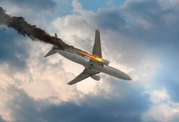 Plane on fire (3D illustration)