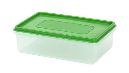 Transparent plastic container isolated on a white background