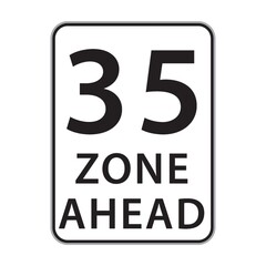 35 zone ahead sign