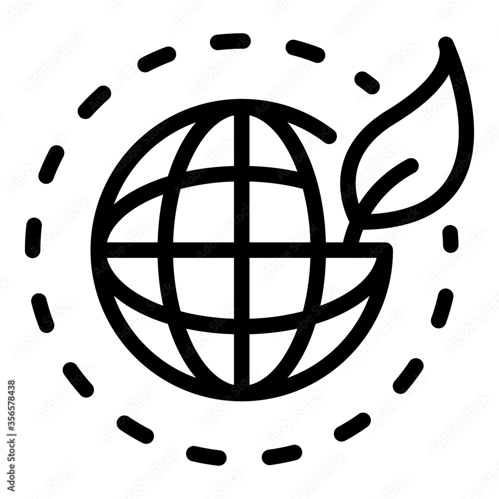 Poster globe with leaf icon. outline globe with leaf vector icon for web design isolated on white backgroun