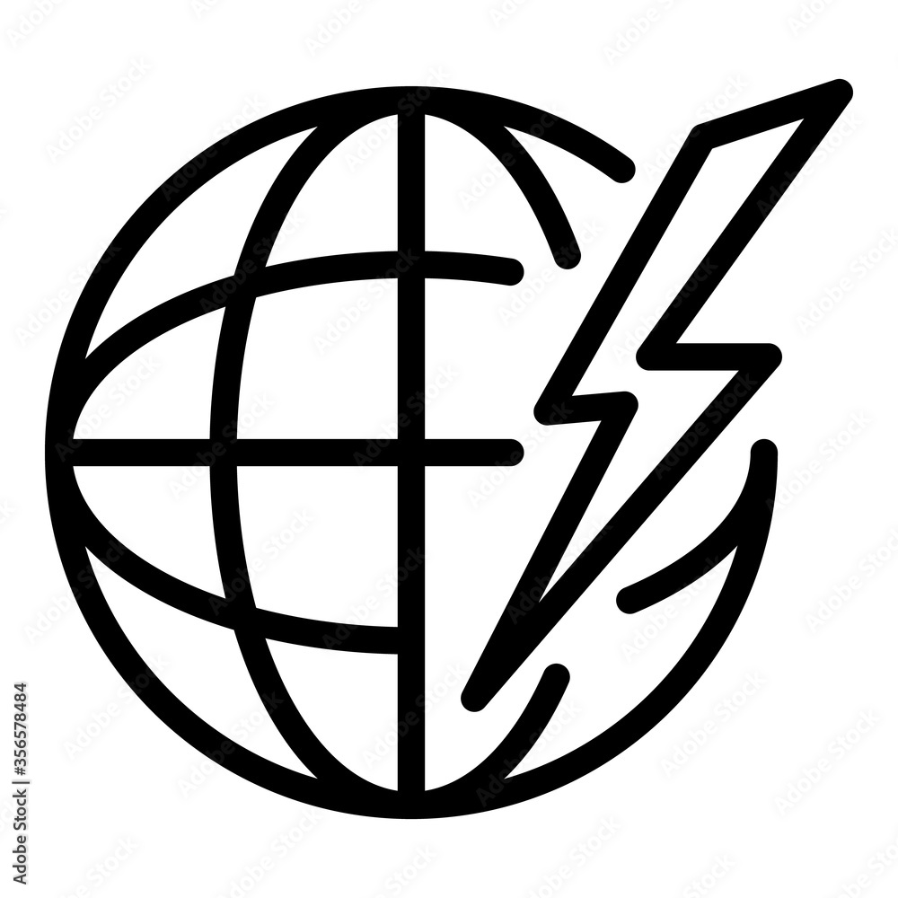 Poster globe and energy icon. outline globe and energy vector icon for web design isolated on white backgro