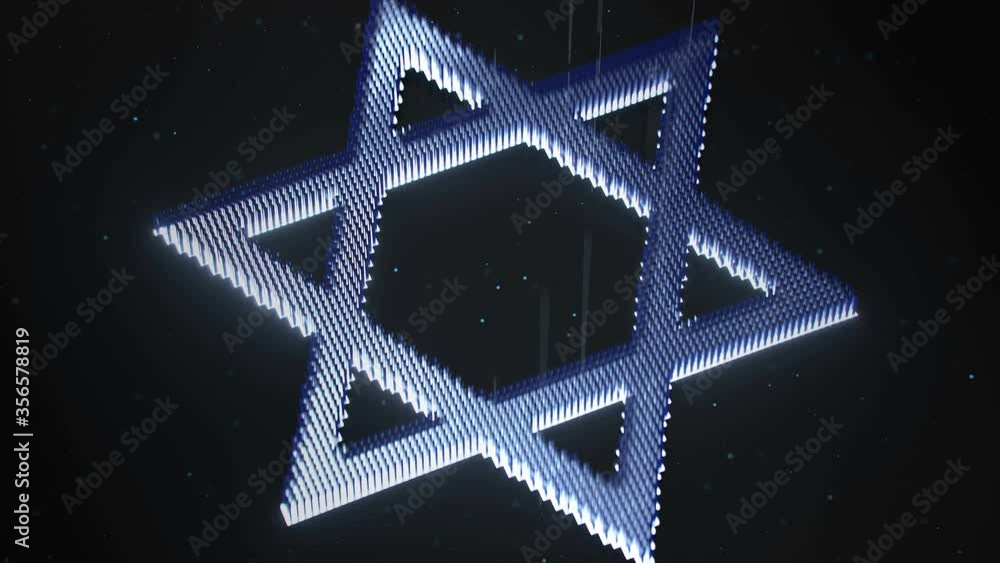 Poster star of david. 3d render animation