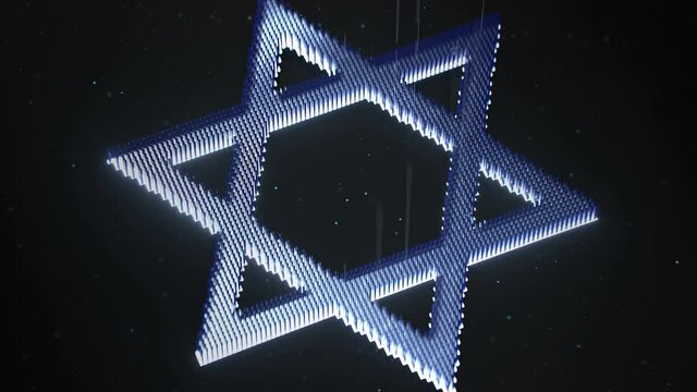 Star of David. 3D render animation