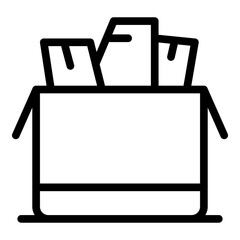 Shopping box icon. Outline shopping box vector icon for web design isolated on white background