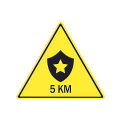 Road sign - Police station 5 km away