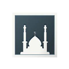 Square white frame with mosque icon