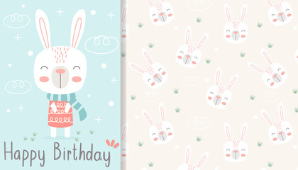0001 Hand drawn happy birthday greeting card and party invitation
