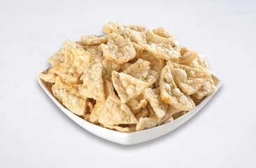 Deep fried Khichiya Papad, Traditional Indian Snacks, Indian crunchy fried snack papad or Papadam made of rice floor served in a plate. Also known as khichiya Papad. desi khichiya