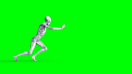 Alien isolate on green screen. UFO concept. Realistic 3d rendering.