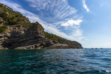 Fototapeta na wymiar sea coast travel by sea kayaks
