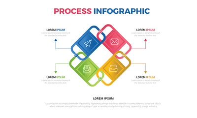 Vector 4 step infographic, diagram, graph, presentation, chart. Business cycle concept with 4 options, parts, steps, processes. Info graphic data template.