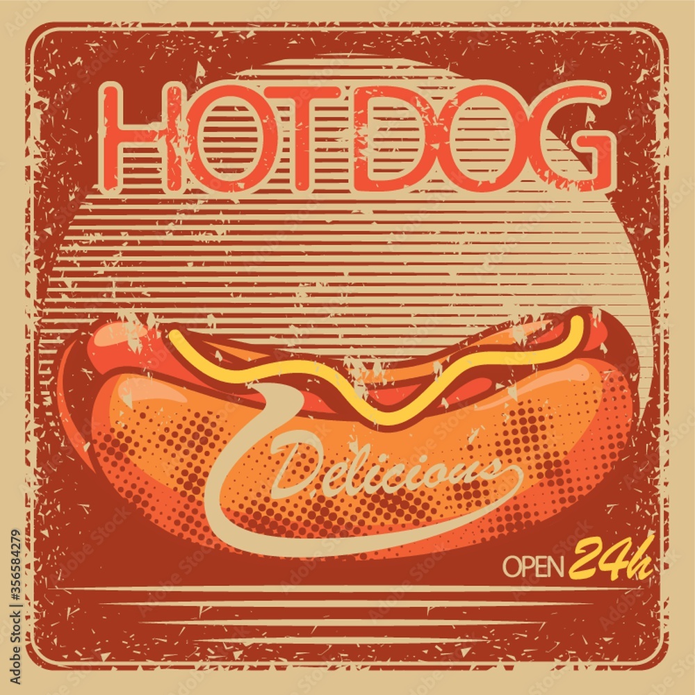 Sticker hotdog store open sign