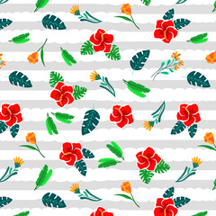 Daisies Pattern on grunge lines for textile texture