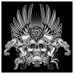 Gothic sign with skull, grunge vintage design t shirts